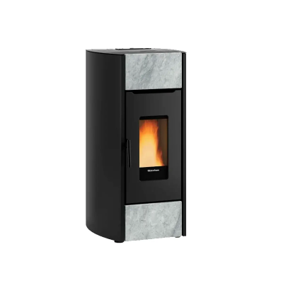 Stufa a pellet ventilata MIRKA nero pietra naturale tortora La Nordica Extraflame