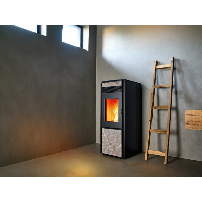 Stufa a pellet QUADRA PLUS A10 dark,carrara,night,bianco,grey,black glass,carbon look, silver,wenge noir La Nordica Extraflame