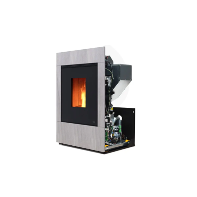 Termocamino a pellet ULISSE HYDRO HB14 carrara,darck,grey,wood bianco,wood nero,wood noce Noce